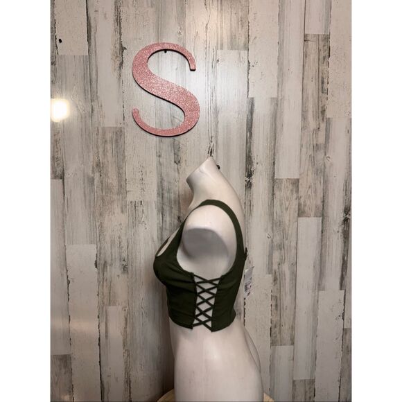 Forever 21 Green Square Neck Bustier Crop Top Size S - Picture 4 of 8